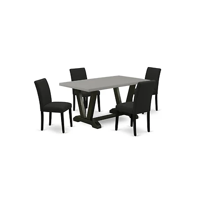 East West Furniture 5-Pc Dining Room Table Set Includes 4 Modern Dining Chairs with Upholstered Seat and High Back and a Rectangular Table