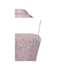 Miss Circle Women Raizel Pink Beaded Sequin Bodycon Gown with Scarf