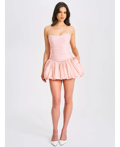 Miss Circle Women's Oletta Pink Corset Strapless Bubble Hem Mini Dress