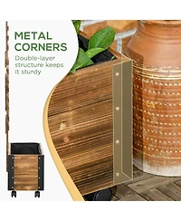Outsunny Raised Garden Bed, Wooden Planter with Trellis, and Wheels,