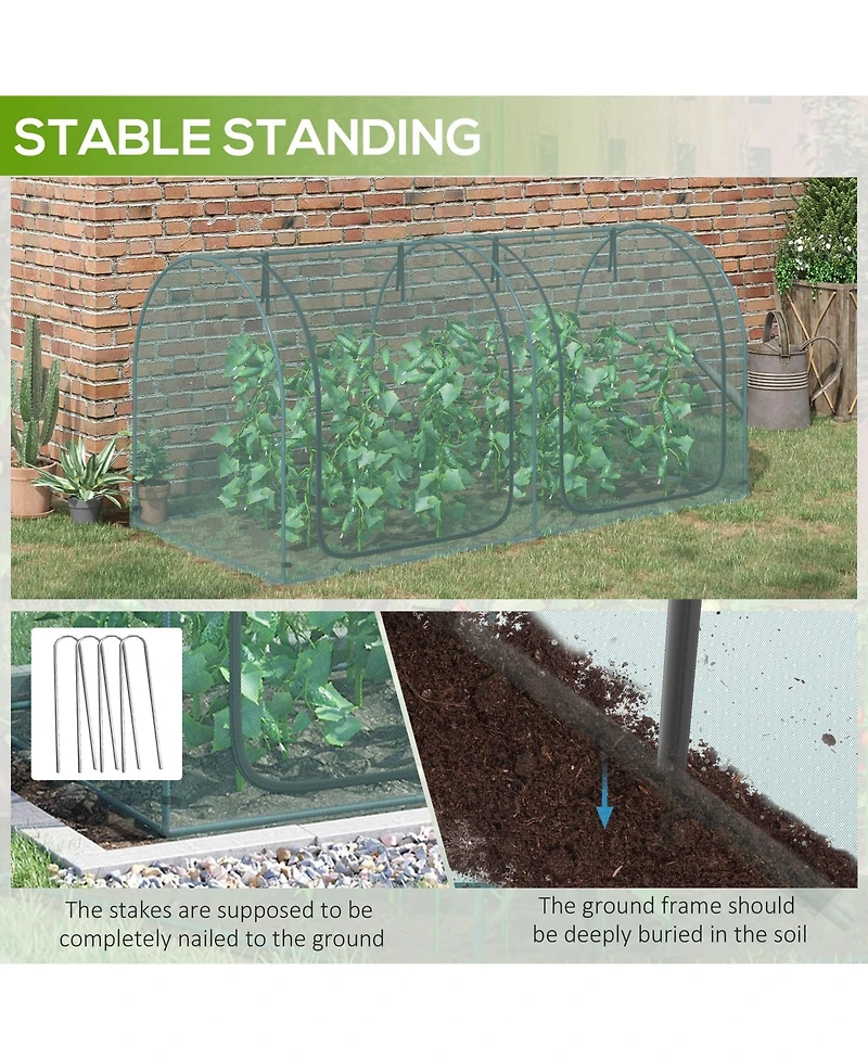 Outsunny 8 x 4ft Crop Cage with Two Zippe Doors and Storage Bag,