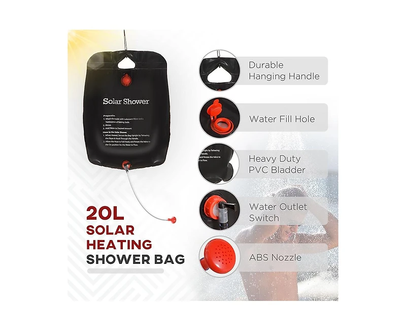 Outsunny Two Room Pop Up Shower Tent w/ Shower Bag, Floor & Carry Bag