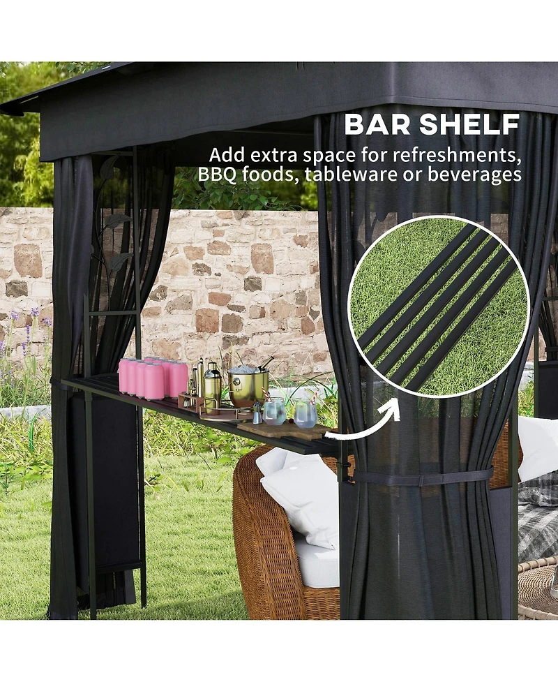 Outsunny 10' x 10' Outdoor Gazebo with Shelf and Netting, UV30+ Protected