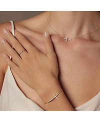 Sterling Silver 18k Gold Plated Horizontal Cross Necklace, Summer