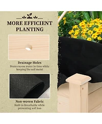 Outsunny Elevated Natural Garden Plant Sd Outdoor Flower Bed Box Wooden