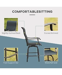 Outsunny Set of 2 Outdoor Swivel Bar Stools for Backyard Balcony Poolside