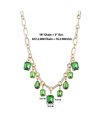 Jessica Simpson Green Gem Drop Charm Necklace in Gold-Tone Chain