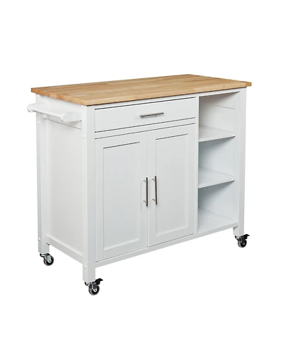 Slickblue Rolling Kitchen Cart with Storage Shelves, Drawer, and Lockable Wheels for Home Use
