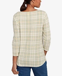 Ruby Rd. Petite Autumn Cat Houndstooth Top