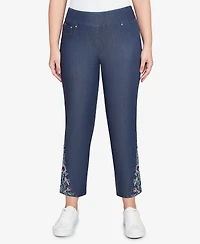 Ruby Rd. Petite Stretch Denim Embroidered Ankle Jeans
