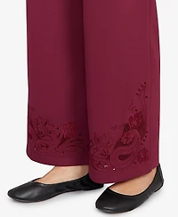 Ruby Rd. Petite Wide Leg Floral Cutout Pants