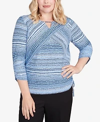Alfred Dunner Petite Spliced Textured Stripe Knit Top