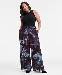 I.n.c. International Concepts Plus Printed Crinkle Chiffon Wide-Leg Pants, Macy's Exclusive