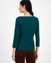 Tommy Hilfiger Women's Boat-Neck 3/4-Sleeve Top
