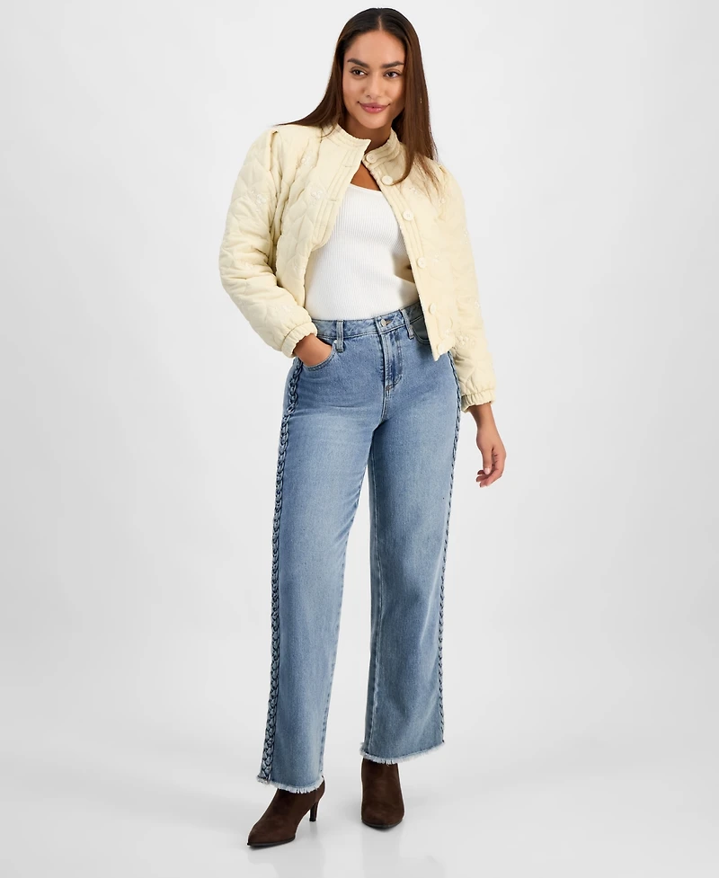 And Now This Petite Embroidered Quilted Puffer Jacket, Macy's Exclusive