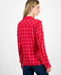 Nautica Jeans Women's Grid-Print Utility Shirt