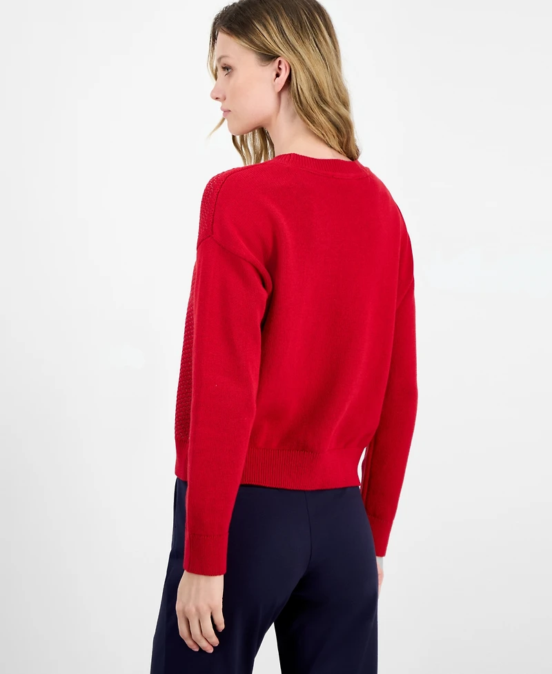 Nautica Jeans Women's Cotton Snowflake-Motif Sweater