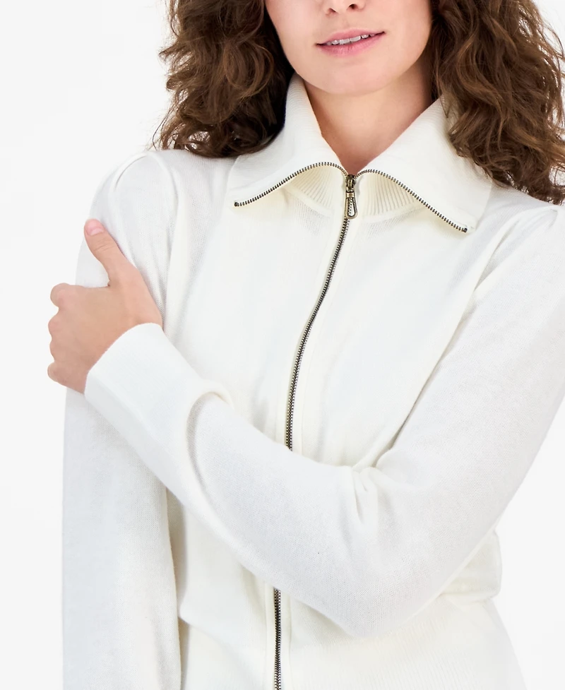 Nautica Jeans Women's Cotton Zip-Front Cardigan Sweater