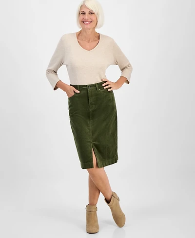 Style & Co Petite Corduroy Midi Skirt, Macy's Exclusive