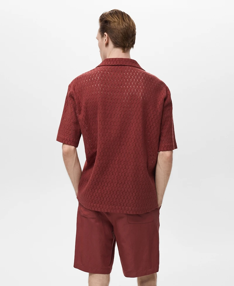 Mango Men's Openwork Detail Cotton Shirt