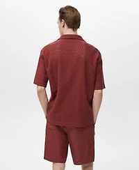 Mango Men's Openwork Detail Cotton Shirt