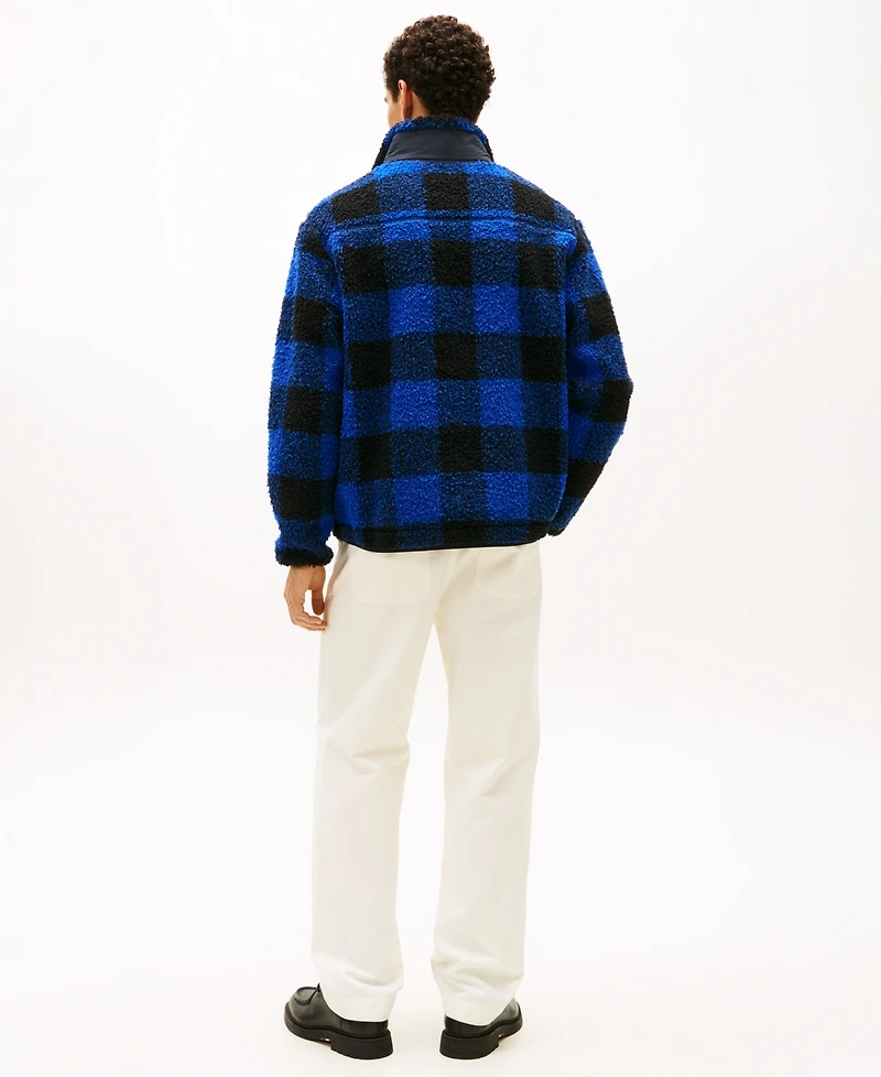 Tommy Hilfiger Men's Teddy Fleece Check Pullover Jacket