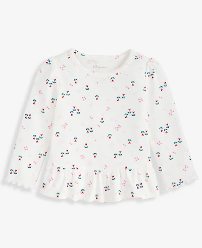 First Impressions Baby Girls Long-Sleeve Heart Tulip-Print Rib T-Shirt, Macy's Exclusive