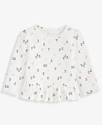 First Impressions Baby Girls Long-Sleeve Heart Tulip-Print Rib T-Shirt, Macy's Exclusive