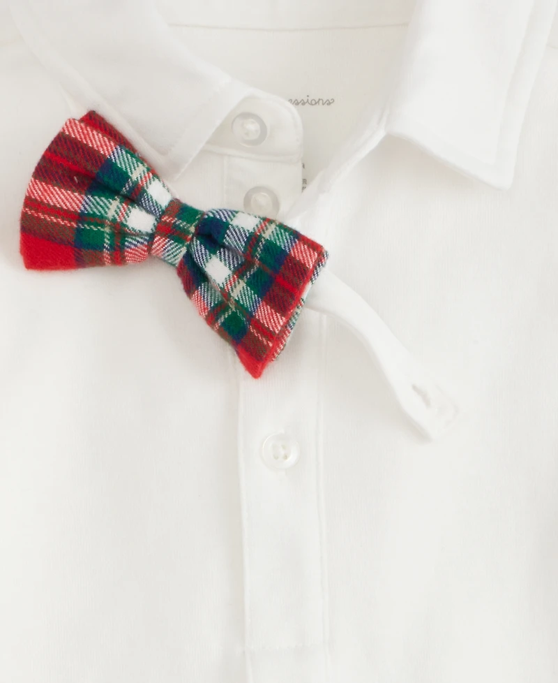 First Impressions Baby Boys 3-Pc. North Pole Bowtie, Bodysuit & Plaid Pants Set, Macy's Exclusive