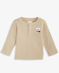 First Impressions Baby Boys Long-Sleeve Polar Bear Waffle Henley T-Shirt, Macy's Exclusive