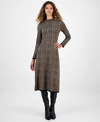 Robbie Bee Women's Printed Long-Sleeve Sweater Dress