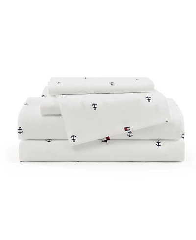 Tommy Hilfiger Printed 200-Thread Count Cotton Percale 3-Pc. Sheet Set