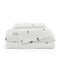 Tommy Hilfiger Printed 200-Thread Count Cotton Percale -Pc. Sheet Set