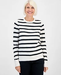 Style & Co Petite Striped Relaxed Sweater, Macy's Exclusive