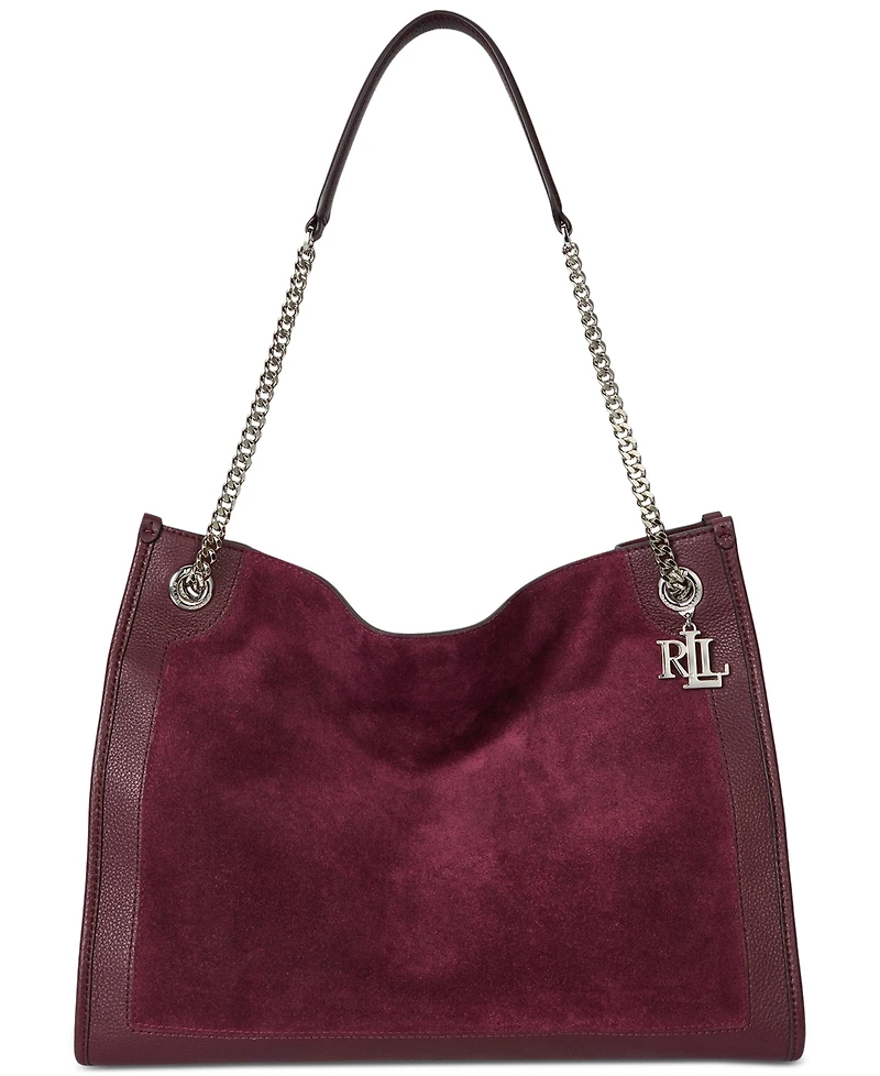 Lauren Ralph Lauren Bradley Large Suede & Leather Tote Bag