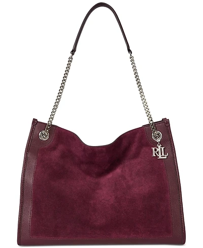 Lauren Ralph Lauren Bradley Large Suede & Leather Tote Bag