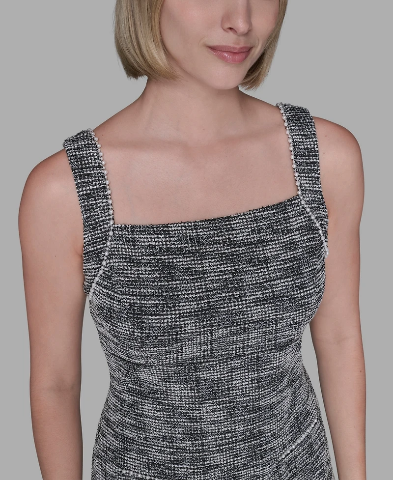 Karl Lagerfeld Paris Women's Metallic Knit Tweed Sheath Dress