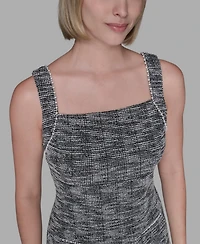 Karl Lagerfeld Paris Women's Metallic Knit Tweed Sheath Dress