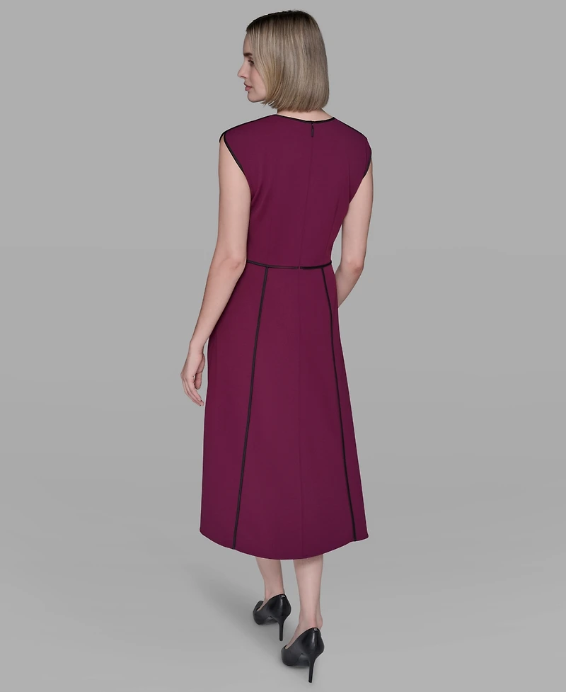 Karl Lagerfeld Paris Women's Piped-Trim Fit and Flare Dress