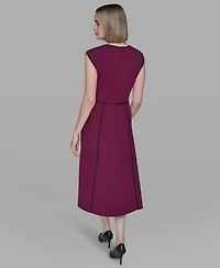 Karl Lagerfeld Paris Women's Piped-Trim Fit and Flare Dress