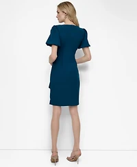 Dkny Women's Puff Sleeve Side Ruched Sheath Dress