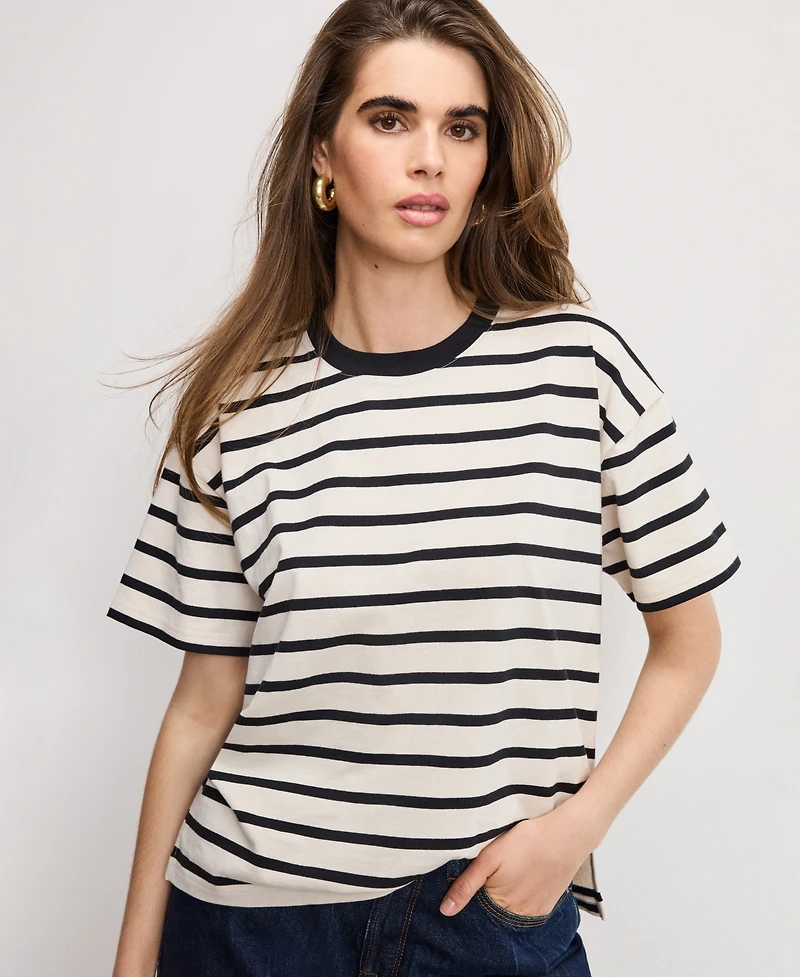 Good American Women's Striped Oversized T-Shirt