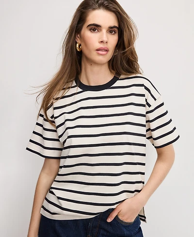 Good American Women's Striped Oversized T-Shirt