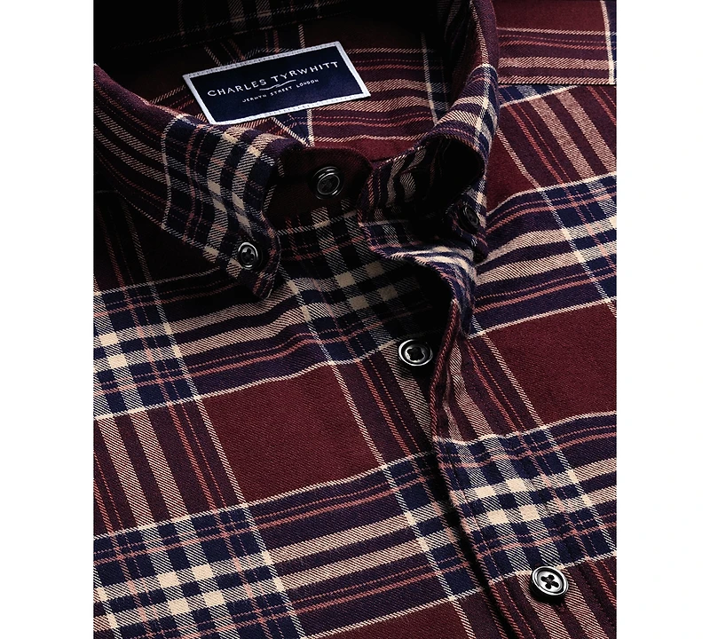 Charles Tyrwhitt Men's Plaid Long-Sleeve Shirt