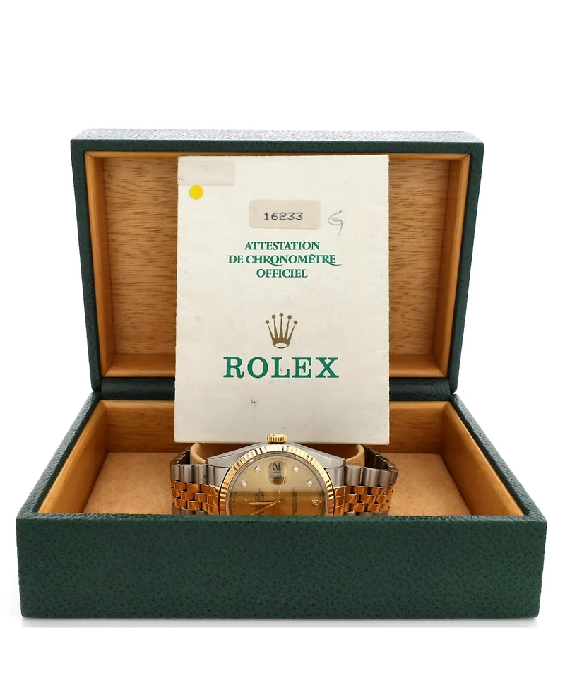 Pre-Owned Rolex Oyster Perpetual Datejust Automatic Watch in Stainless Steel and Gold with Diamond Markers 36mm