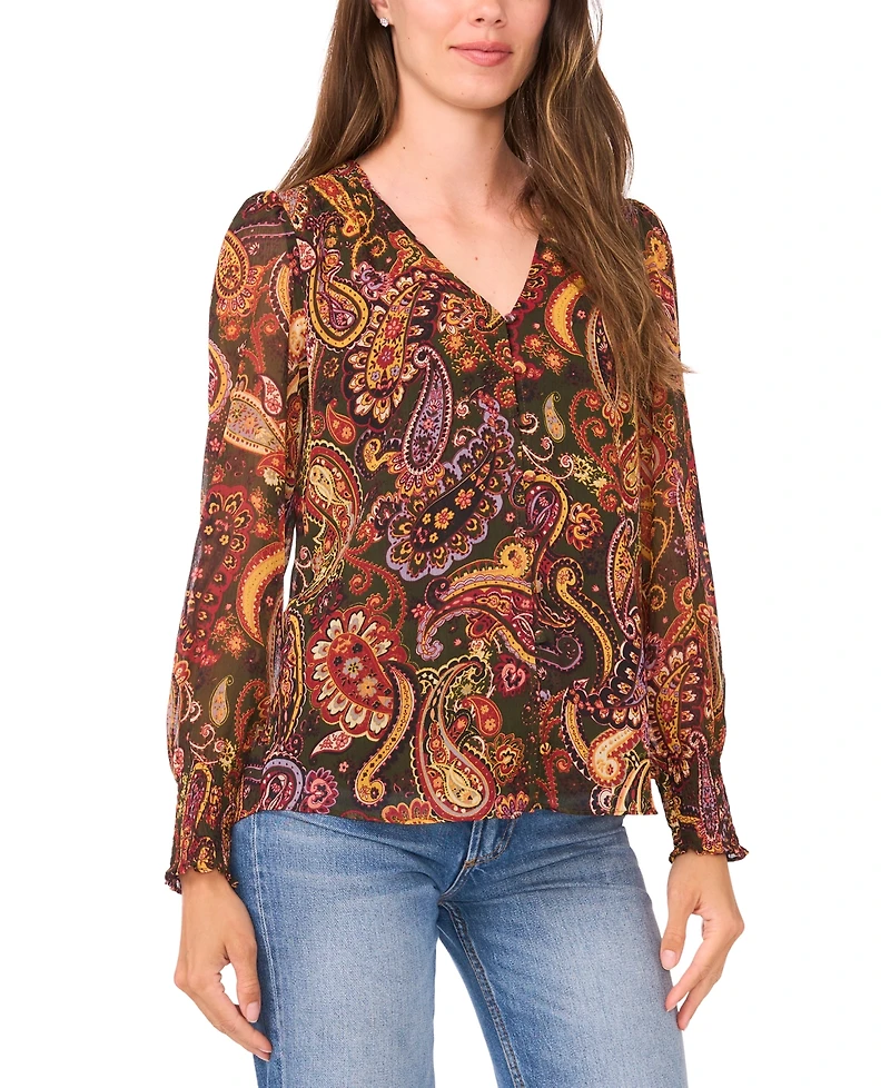 Sam & Jess Women's Button Front Smock Top