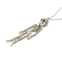 Betsey Johnson Faux Stone Pave Skeleton Pendant Long Necklace