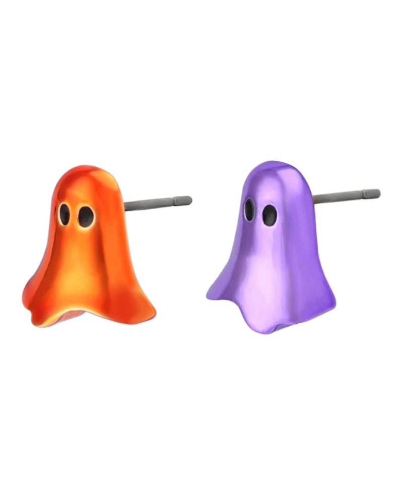 Betsey Johnson Purple Halloween Ghost Mismatch Stud Earrings