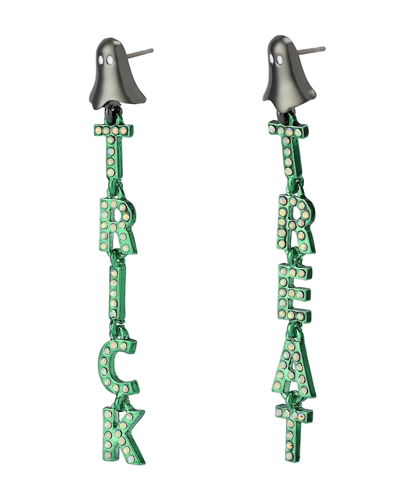 Betsey Johnson Faux Stone Halloween Ghost Trick or Treat Linear Earrings