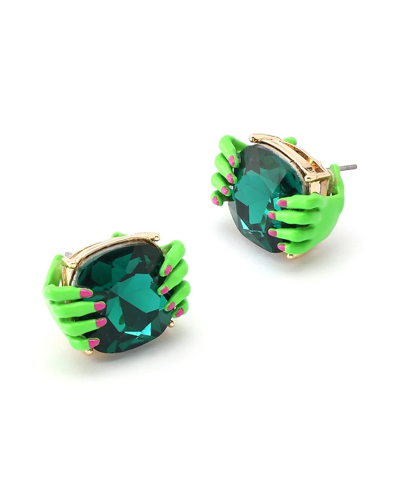 Betsey Johnson Faux Stone Witch Hands Stud Earrings